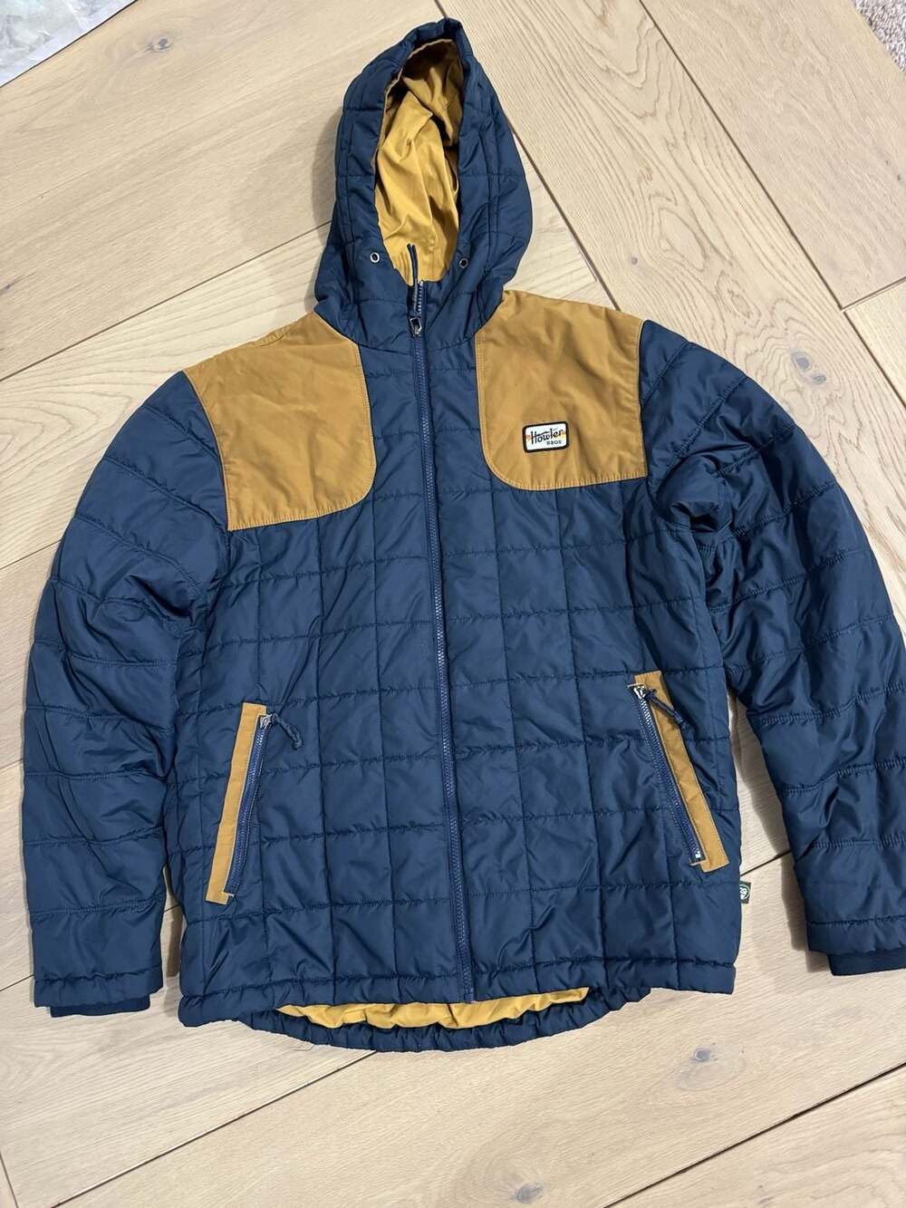 Howler Bros Quilted Hooded Jacket Navy Blue Gold Men's Size Large